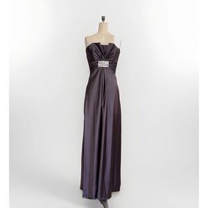 Y2K 90s Jessica McClintock Sz 4 Pewter Satin Whimsigoth Strapless Prom Maxi Gown